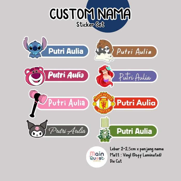 Sticker Custom Nama | Sticker Aesthetic / Sticker Tumblr / Sticker Laptop / Sticker Anti Air / Stick