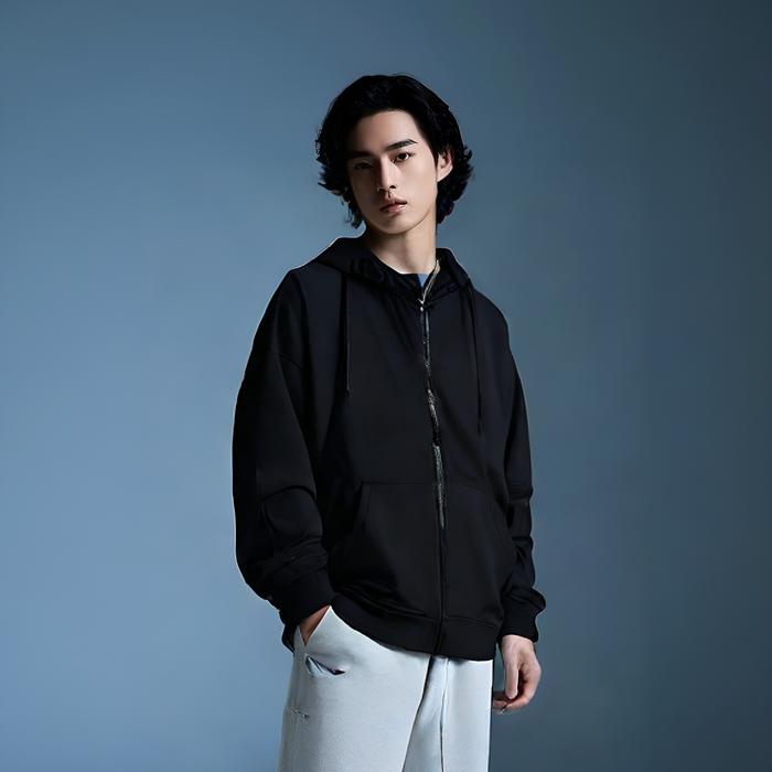 Whyme Hoodie Balaclava Hitam Resleting Boxy Unisex