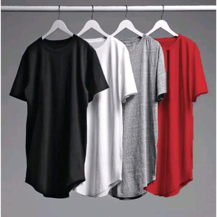KAOS KURTA POLOS COTTON COMBED  / KAOS POLOS LONGLINE KUALITAS PREMIUM / KAOS LONGLINE PRIA BISA CAP