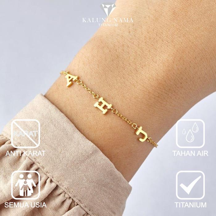 gelang nama titanium anti karat premium GN9 anak dewasa Perempuan Laki-laki Ulang tahun Harian Fashi