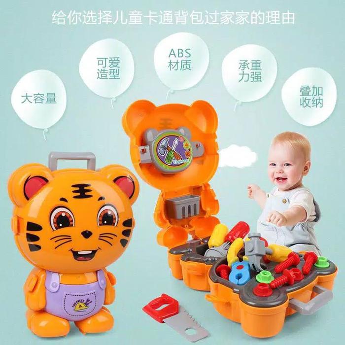 Mainan anak mainan alat perkakas pertukangan set koper unik mainan import mainan koper set tukang