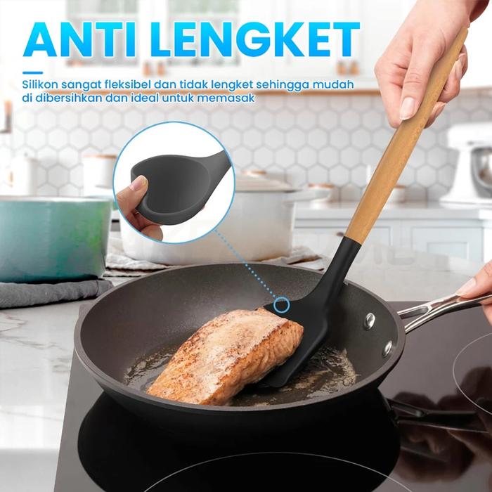 Spatula Silikon Set 6Pcs/Sutil Silicone Kitchen Set/Peralatan Spatula Silikon Sutil Kitchen Set/Set 
