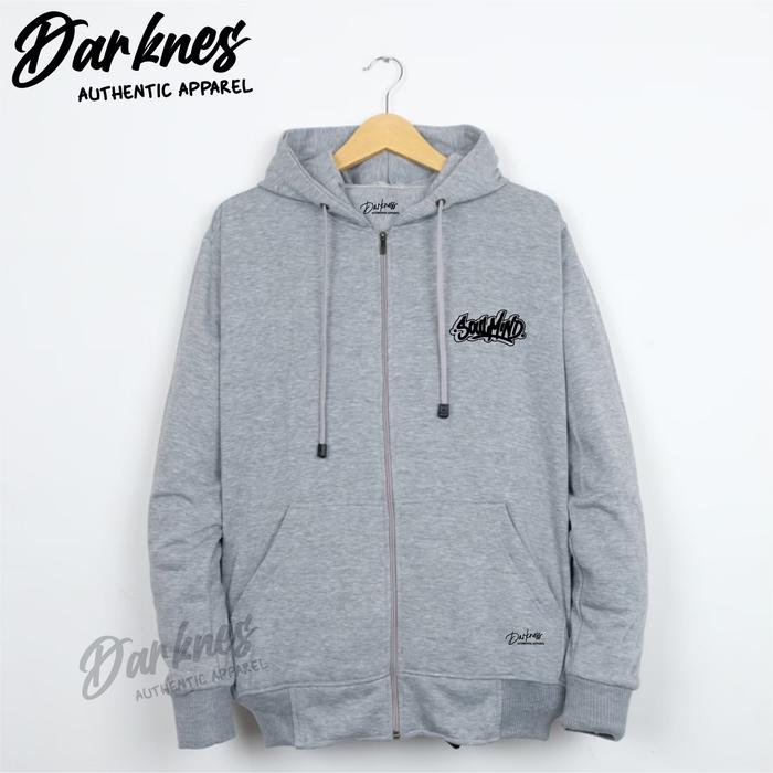 hoodie sweater zipper darkness authentic apparel warna abu muda simple SOULMIND terbaru 2025 jacket 