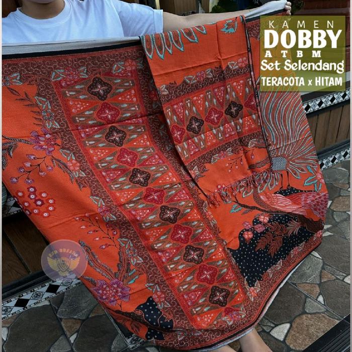 Kain Kamen Sutra Dobby ATBM Premium  set selendang Asli batik pekalongan-Motif Burung Kasuari