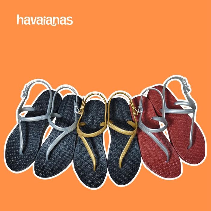 HAVAIANAS Sandal Jepit Wanita Kenyamanan Fashion PVC Gaya Brasil Hitam Merah Tali Disesuaikan Tahan 