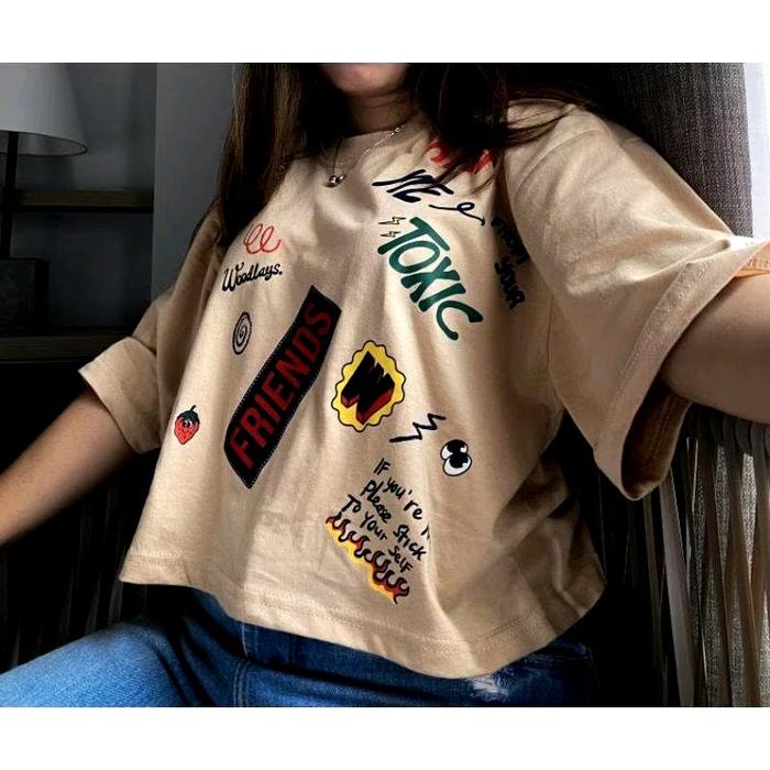kaos wanita oversize crop toxic