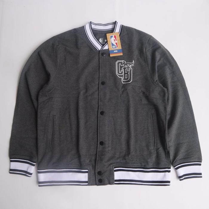 (New) NBA BULLS VARSITY MEN'S JACKET - MELANGE GREY