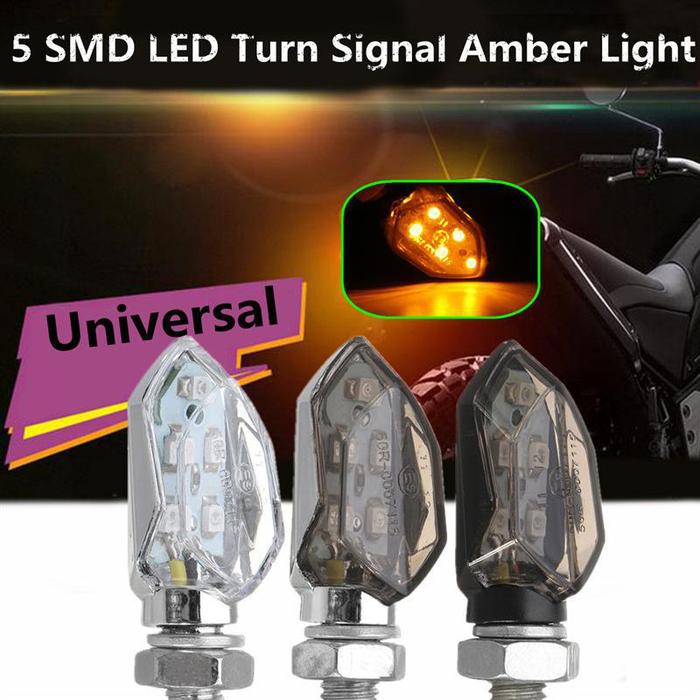 2 Buah/4 Buah 5LED 12V Lampu Indikator Berkedip Kuning Dua Kawat