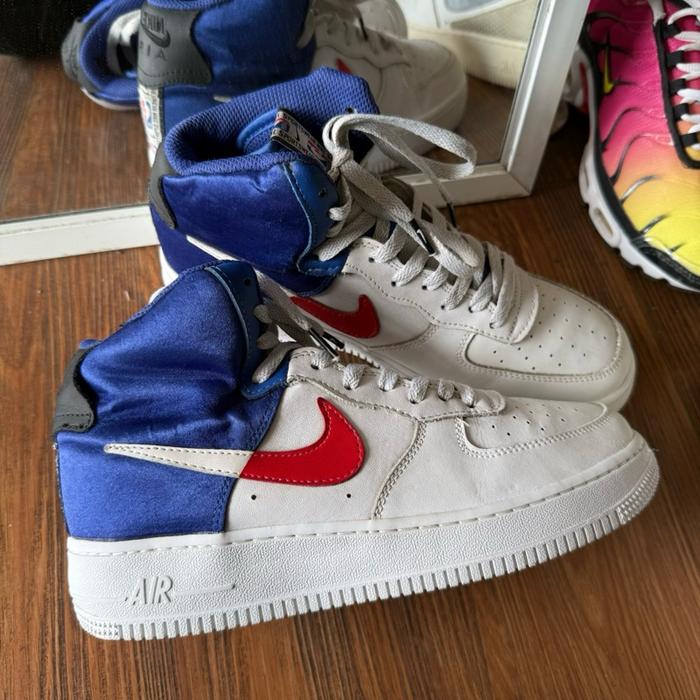 Nike af1 x nba clippers white blue red casual murah collabs limited spesial edition - sneakers secon