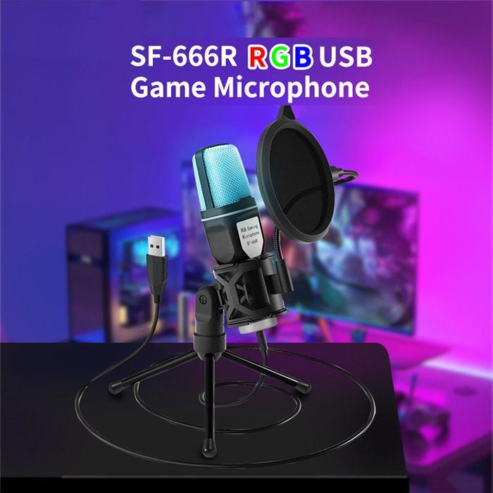 USB Microphone RGB Microfone Condensador Wire Gaming Mic for Podcast