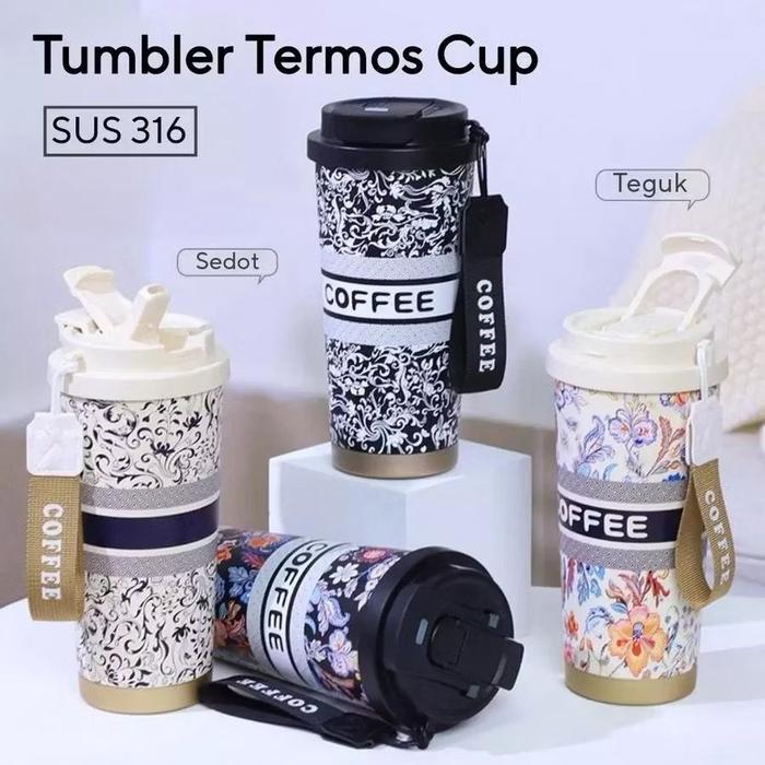 Tumbler Coffee Mug Stainless Steel dengan Tali 500ml