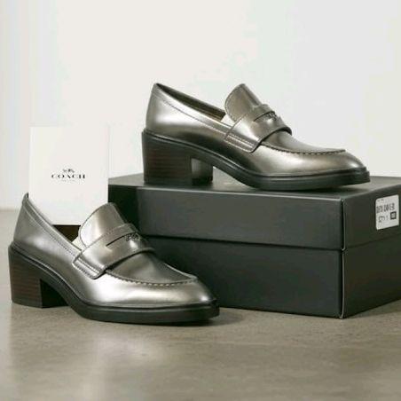 SEPATU COACH GUNMETAL ASLI, KOMPLIT BOX