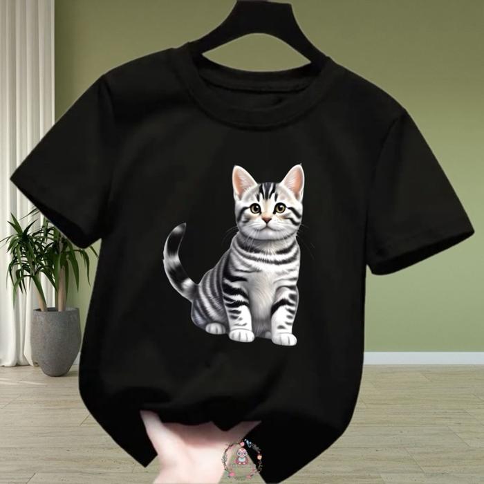Kaos Anak Kucing BSH Katun Tshirt untuk Usia 2-12 Tahun - Fashion Perempuan - Cewek