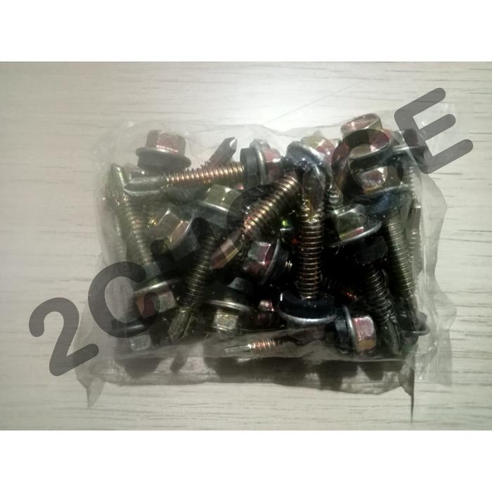 sekrup skrup roofing karet steel kuning 12x100 | baut ruping SDS kunci pas 10cm isi 10 pcs