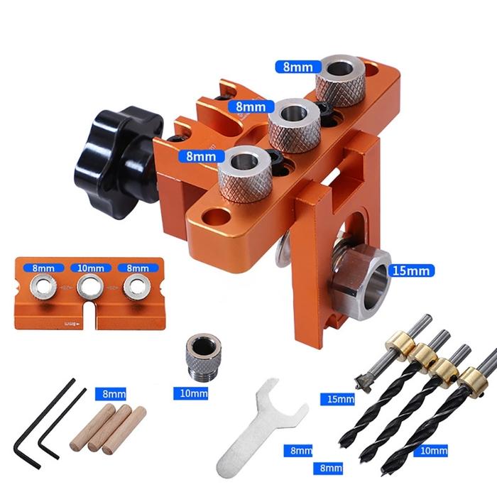 Dowel Jig Self-Centering Handhelds Dowel Jig with 3 Metal Bushing Size 8mm Doweling Jig