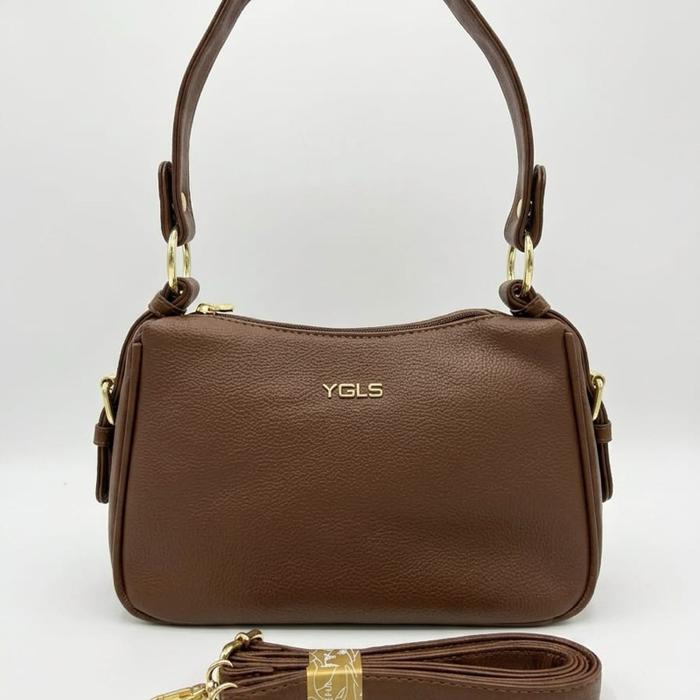 YGLS Alora Bag - Tas Tangan Wanita Elegan dengan Tali Bahu dan Tali Selempang - Warna Coklat - Desai