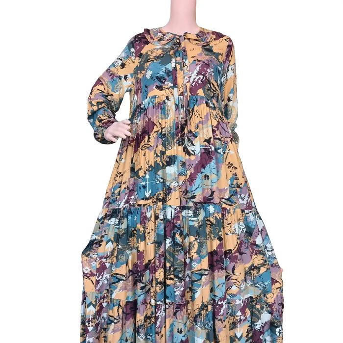 salvina.ys gamis wanita muslim remaja kain rayon motif