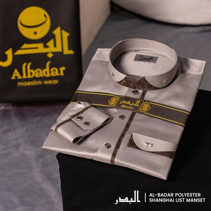 Jubah Al-Badar Polyster Kerah Shanghai New List Manset dengan Desain Baru & List Manset Khas untuk p