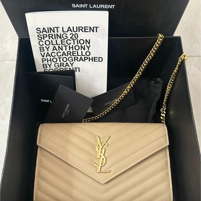 AUTHENTIC YSL ENVELOPE WOC BEIGE GHW PRELOVED