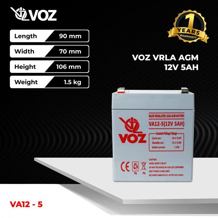 Voz Baterai VRLA 12V 5 Ah | Baterai Aki UPS | Baterai Voz