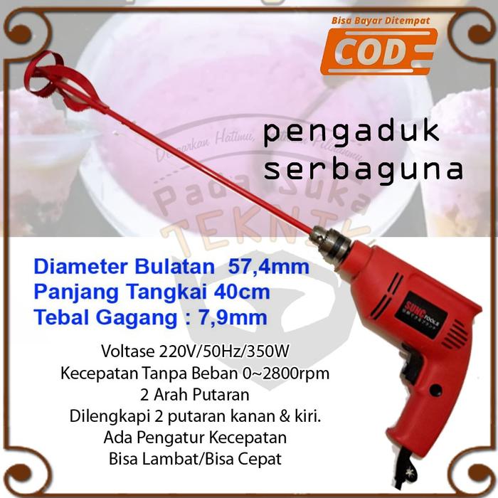 alat pengaduk es doger stik mixer mata mesin bor listrik adukan halus