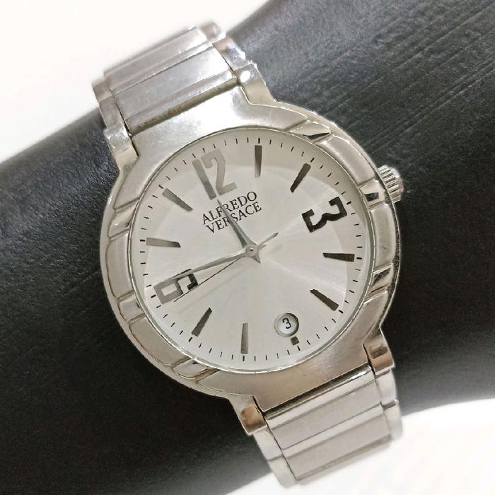 Jam Tangan Alfredo Versace Vintage Classic Quartz Watch Pria Laki-Laki Klasik Mewah Original Asli