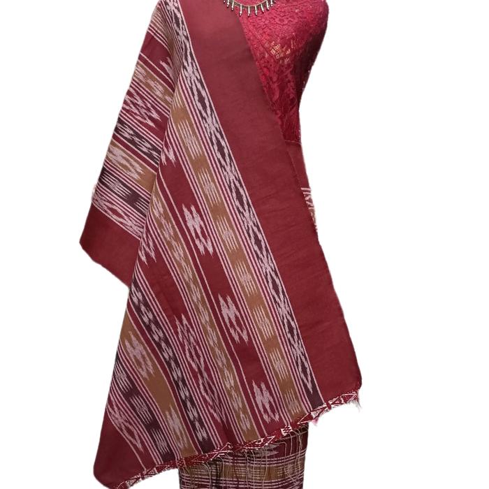 Harungguan MuaraToba Tanpa Sambung ~ Set Sarung dan Selendang Kain Songket Tenun Pasangan Kebaya