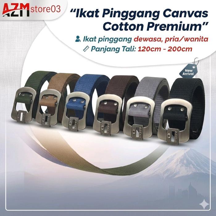 gesper ikat pinggang pria wanita kanvas katun model gitar dop FA029BP Besi Hitam Abu