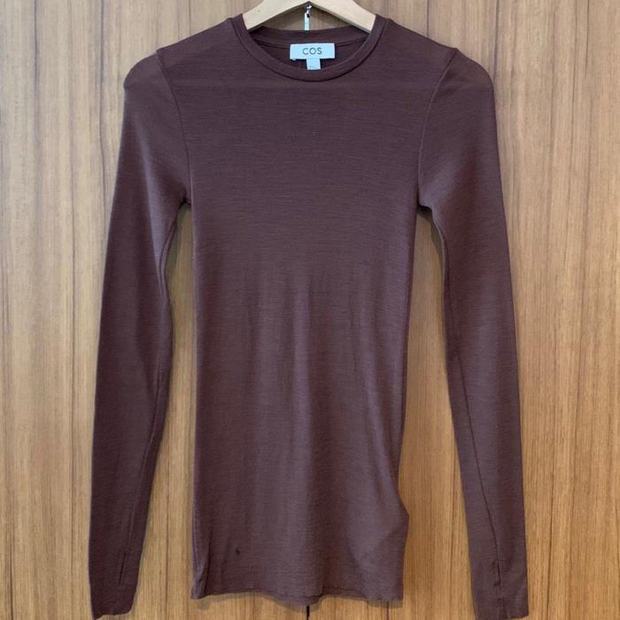 COS Brown Longsleeve Top COS Panjang Wanita Atasan