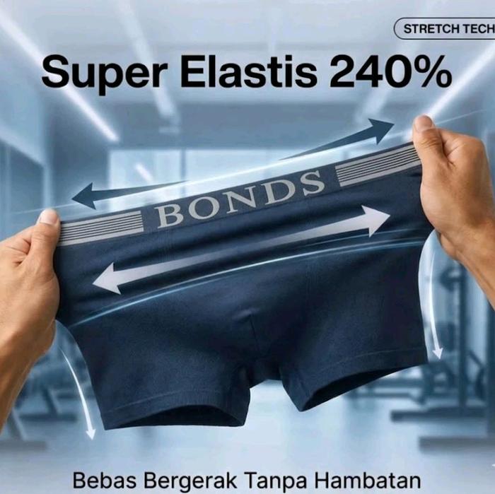 BONDS Celana Dalam Pria Bahan Spandex Cotton Super Elastis 240% Kualitas Premium Murah Meriah