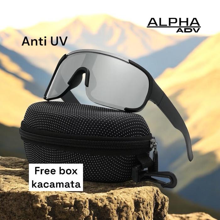 Kacamata Olahraga Sepeda Berlari Traveling Free Box Kacamata Anti UV Bingkai Besar Multifungsi Sport