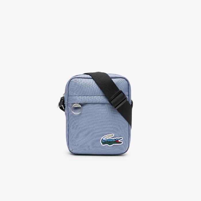 Lacoste Unisex Landscape Crocodile Satchel / Tas Selempang & Bahu Pria / Wanita - Blue