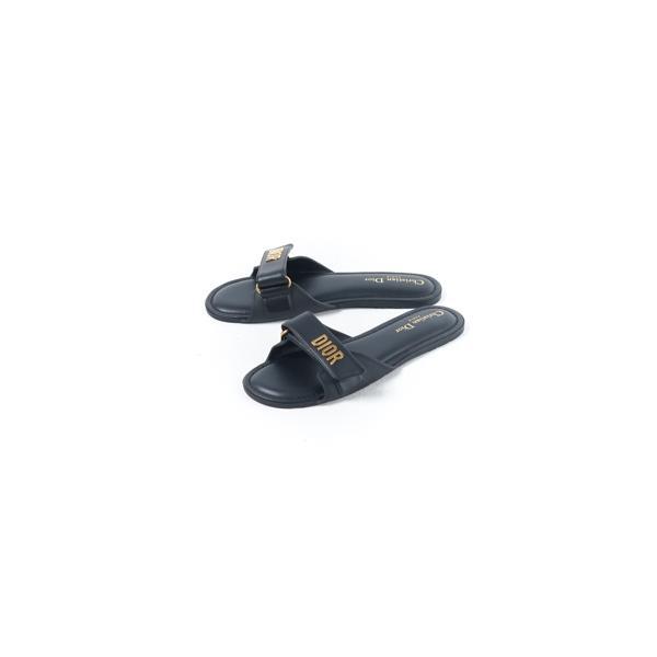 SANDAL CHRISTIAN DIOR DIORIVERA DIORACT BLACK SLIDE 100% ORIGINAL