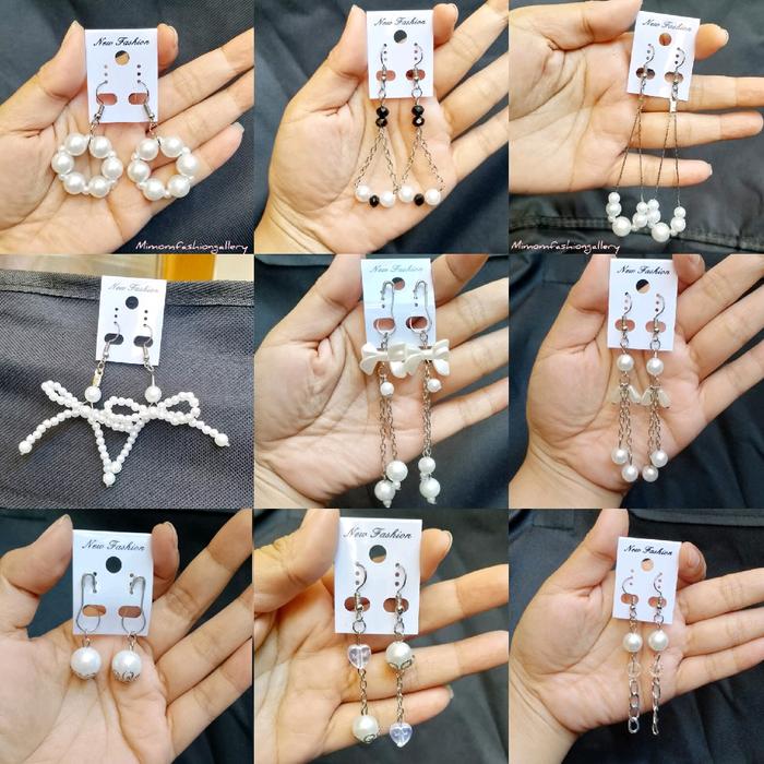 Anting Hijab Juntai Mutiara Panjang - Anting Earrings non hijab panjang harian anting-anting