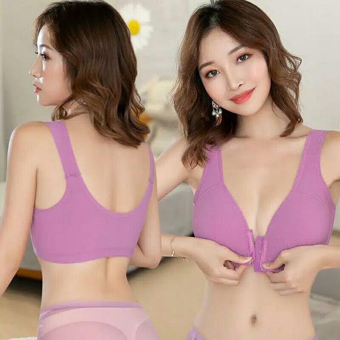 BH Jumbo bra Kancing depan Tanpa Kawat Import / Bh Ukuran Besar Murah Bra Depan Gesper Wanita  Kait 