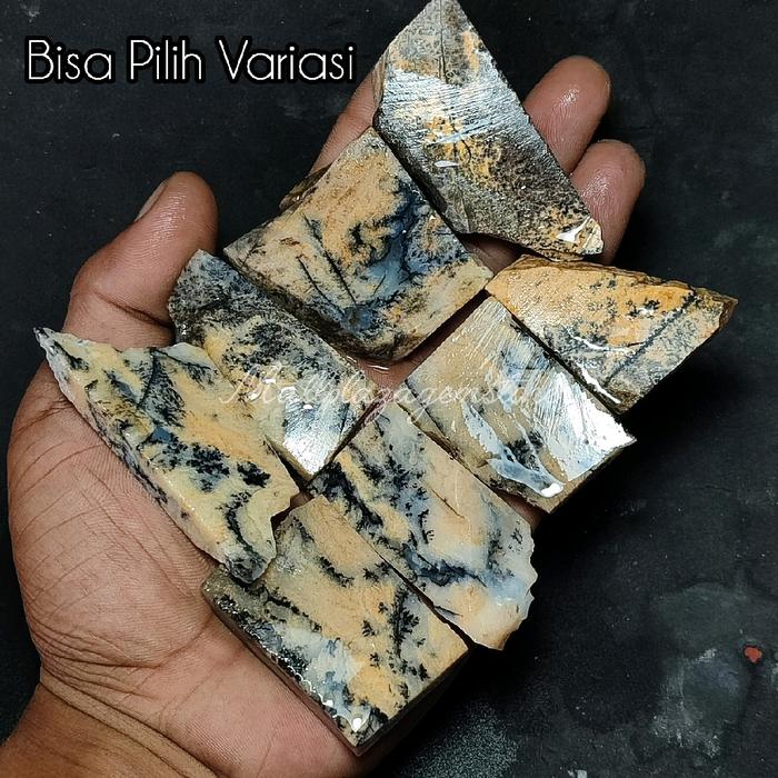 batu akik dendrite jasper scanic yellow base