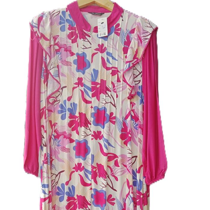 Gamis Motif Premium Wanita Berkualitas + Belt Muslim Dewasa Syari Bunga Mewah Biru Hijau Pink Tosca 