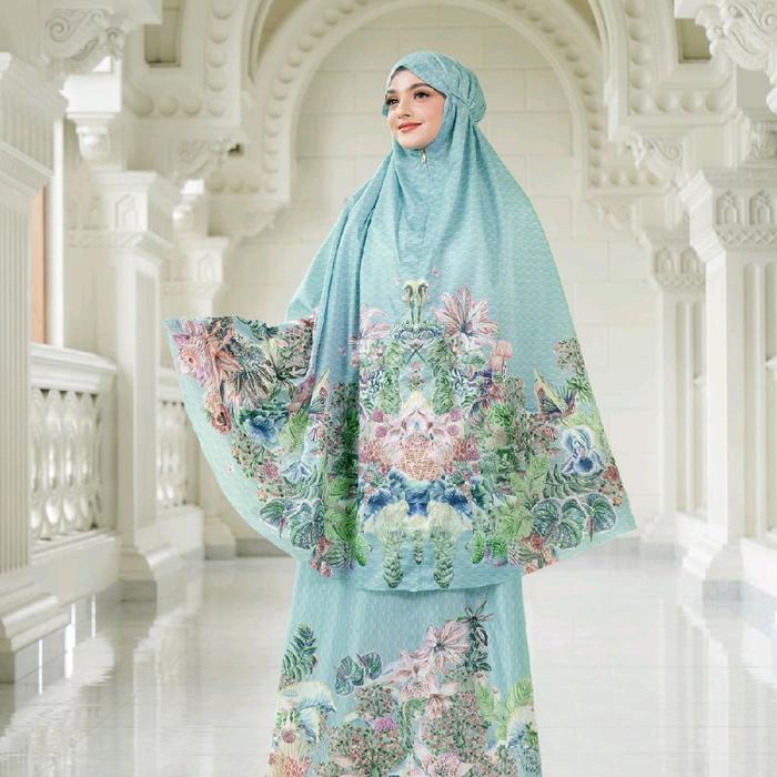 Mukena Buttonscarves Forestis Capsule Prayer Robe - Aquamarine