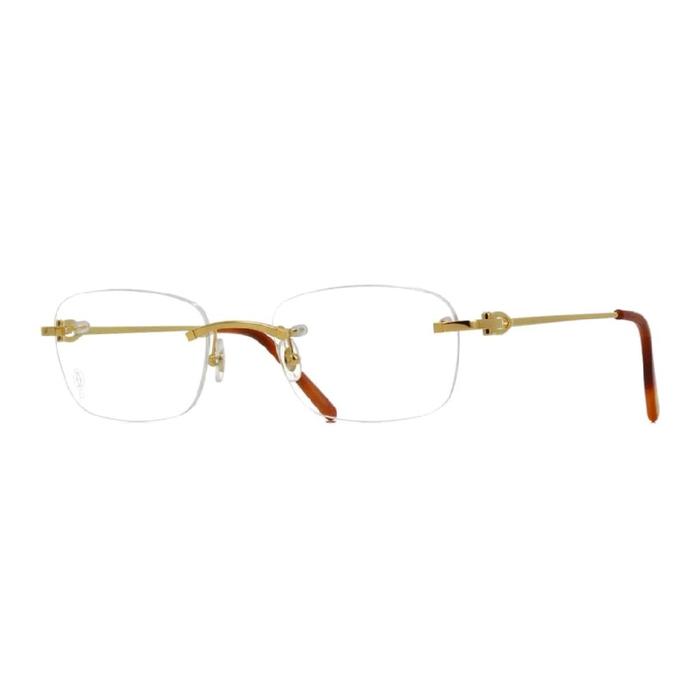 Frame Kacamata Luxury Cartier CT0050O Rimless C Decor Goldplate Original