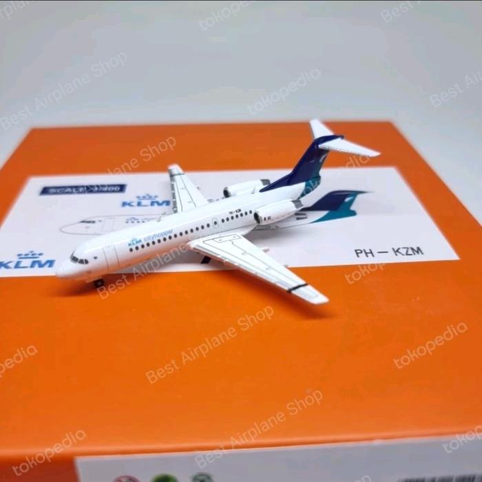 JC Wings Miniatur Diecast Pesawat KLM Cityhopper Fokker 70 "SilkAir Hybrid Color" Skala 1:400