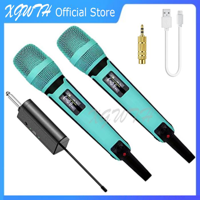 Wireless Microphone UHF 2 Handheld Dynamic Mic Karaoke System SKM9000