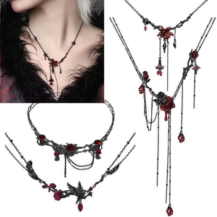 Darkness Girl Goth Jewelry Mandala Flower Necklace Women Clavicalis Chain Gothic Crow Thorns Rose Ne