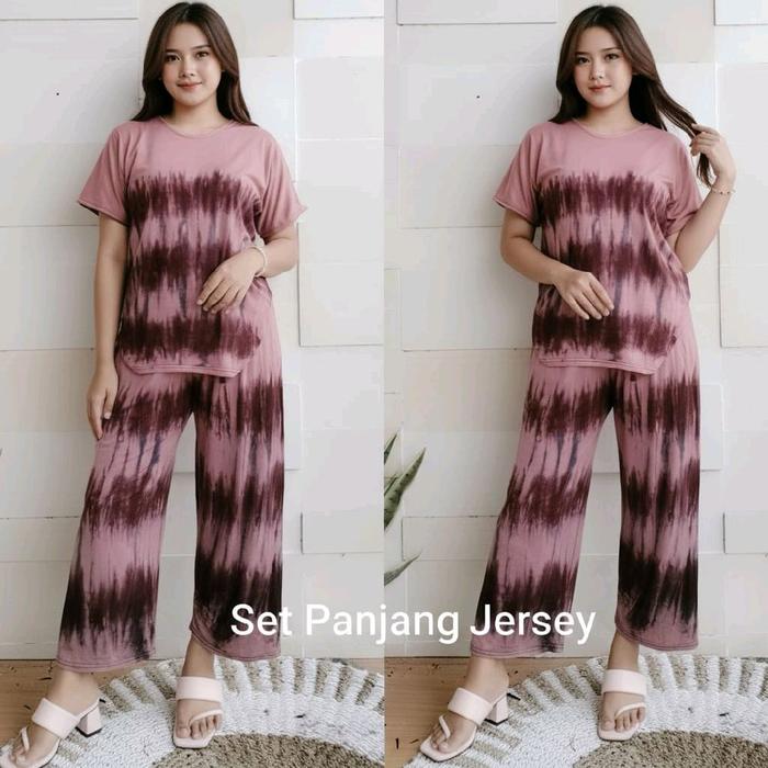 Piyama Smoke JumboJersey Set Panjang Jersey Wanita Nyaman dan Stylish trend daster