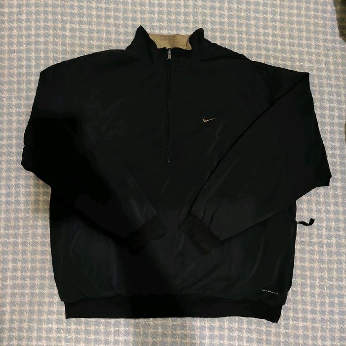 jaket nike golf reversibel size L fit XL cakep hitam charcoal (bolak-balik)