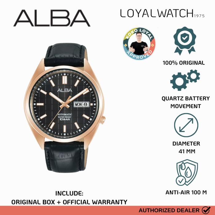 Jam Tangan Alba Analog Pria AL4330 Black Leather / Kulit Original Garansi Resmi