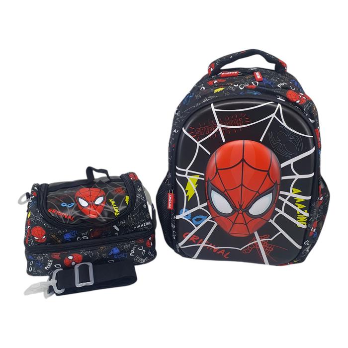 Tas Ransel 14 inch SPIDERMAN dan Lunch Bag 24.5 x 14.5 cm [HSD]