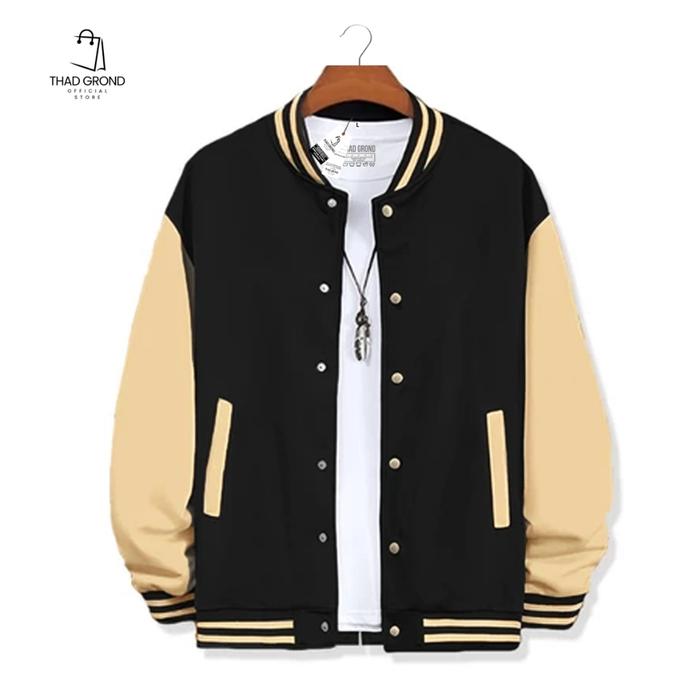 Thad Grond -J@ket Baseball Varsity polos baju santai 03 Pria/Wanita Original100% Keren