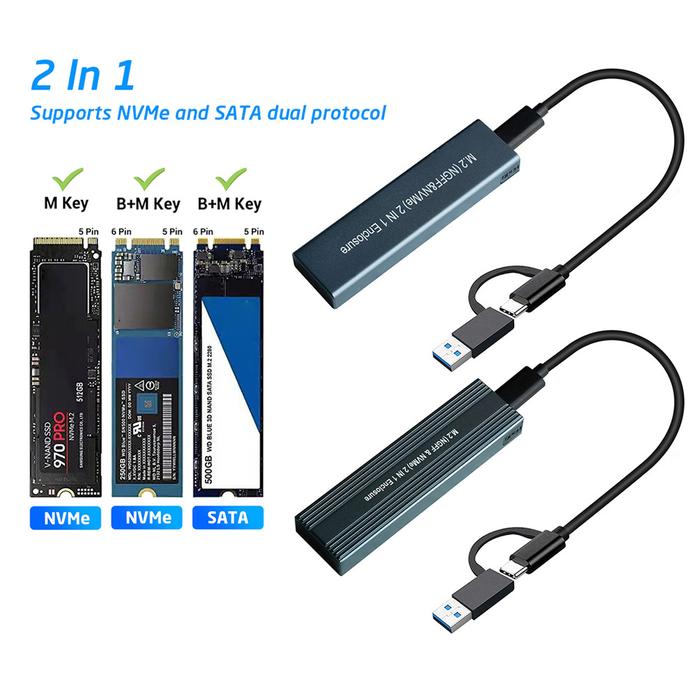SSD M2 NVMe Case Dual Protocol M.2 NVME PCIe NGFF SATA M2 SSD Adapter