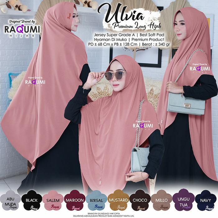 jilbab ulvia premium long hijab jersey super jumbo ori raqumi