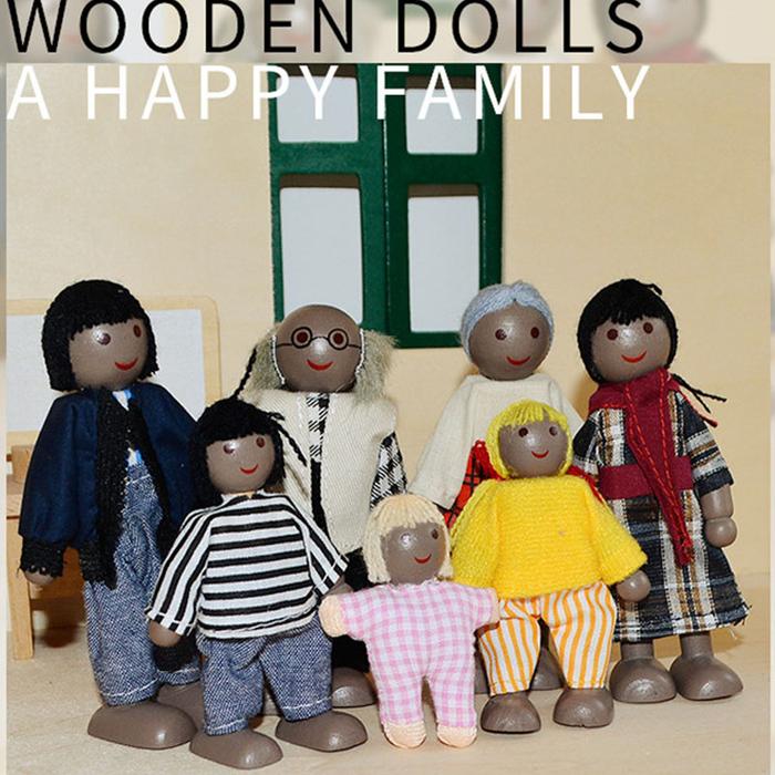 Mainan Miniatur Furnitur Kayu Baru Boneka Kayu Mini Boneka Keluarga